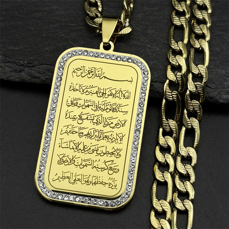 Gadget Q - Islam Religious Muslim Rhinestones Pendant Necklace