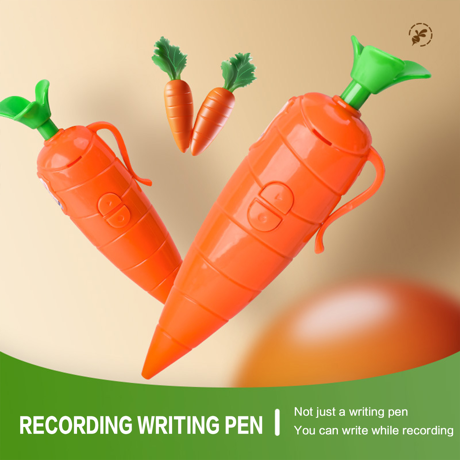 Voice Recorder Pen - Carrot-Shaped Voice Recorder Pen 2-in-1 Multifunctional
